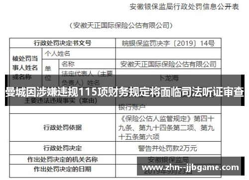 曼城因涉嫌违规115项财务规定将面临司法听证审查